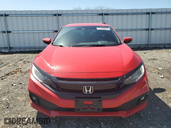 2019 Honda Civic Sedan Sport with VIN 2HGFC2F80KH604206, listed as a Copart auction lot 51658615 with 75,195 mi miles and Salvage Title. Bid and sale history available at carsss.com. Image 5.