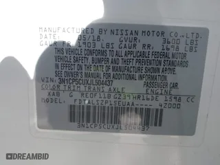 2018 Nissan Kicks SR with VIN 3N1CP5CUXJL504437, listed as a IAAI auction lot 41890907 with 137,572 mi miles. Bid and sale history available at carsss.com. Image 9.