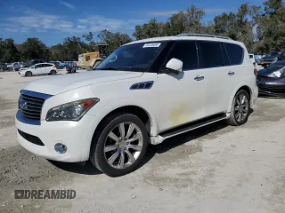 2012 Infiniti QX56 7-passenger with VIN JN8AZ2NF7C9516783, listed as a Copart auction lot 45446085 with 123,981 mi miles and Salvage Title. Bid and sale history available at carsss.com. Image 1.