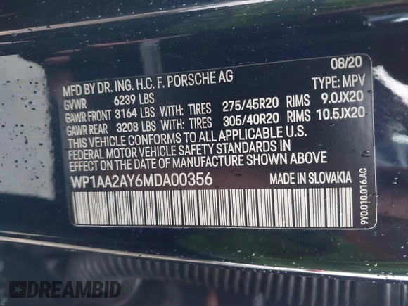 2021 Porsche Cayenne z VIN WP1AA2AY6MDA00356, wystawiony jako IAAI lot #41468711 z przebiegiem 73 329 mil mil oraz . Historia ofert i sprzedaży dostępna na DreamBid. Obrazek 9.