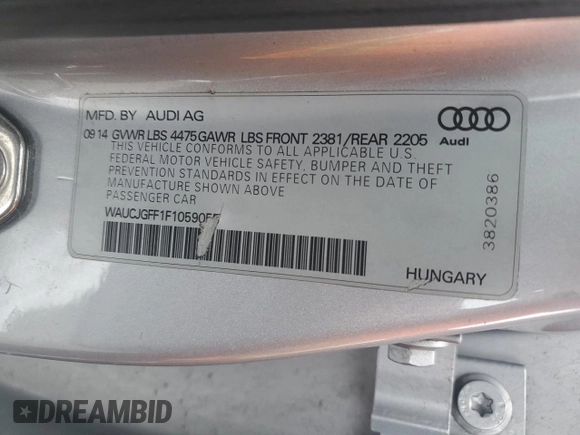 2015 Audi A3 2.0 TDI Premium Plus with VIN WAUCJGFF1F1059055, listed as a Copart auction lot 82885814 with 115,241 mi miles and Salvage Title. Bid and sale history available at carsss.com. Image 13.