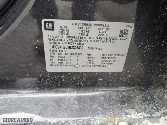 2016 Chevrolet Silverado 1500 LT with VIN 1GCVKREC9GZ326490, listed as a Copart auction lot 46577215 with 151,159 mi miles and Salvage Title. Bid and sale history available at carsss.com. Image 14.