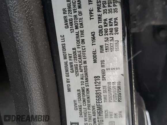 2011 GMC Canyon SLE1 z VIN 1GTH6MFE6B8141218, wystawiony jako Copart lot #81897704 z przebiegiem 233 039 mil mil oraz Szkoda całkowita • Salvage title. Historia ofert i sprzedaży dostępna na DreamBid. Obrazek 13.