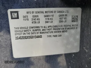2016 Buick Regal Premium II z VIN 2G4GS5GX5G9134443, wystawiony jako Copart lot #89332735 z przebiegiem 109 297 mil mil oraz Szkoda całkowita • Salvage title. Historia ofert i sprzedaży dostępna na DreamBid. Obrazek 12.