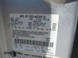2014 Ford F-150 XL with VIN 1FTFW1EF4EFB17967, listed as a IAAI auction lot 41965216 with 165,617 mi miles and . Bid and sale history available at carsss.com. Image 9.