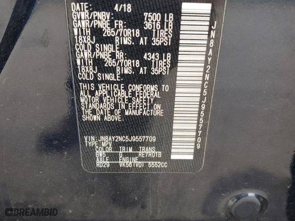 2018 Nissan Armada SL with VIN JN8AY2NC5J9557709, listed as a Copart auction lot 42678245 with NaN miles and Salvage Title. Bid and sale history available at carsss.com. Image 13.