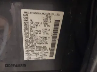 2006 Infiniti QX56 z VIN 5N3AA08C16N807092, wystawiony jako IAAI lot #42251351 z przebiegiem Nie podano mil oraz . Historia ofert i sprzedaży dostępna na DreamBid. Obrazek 9.