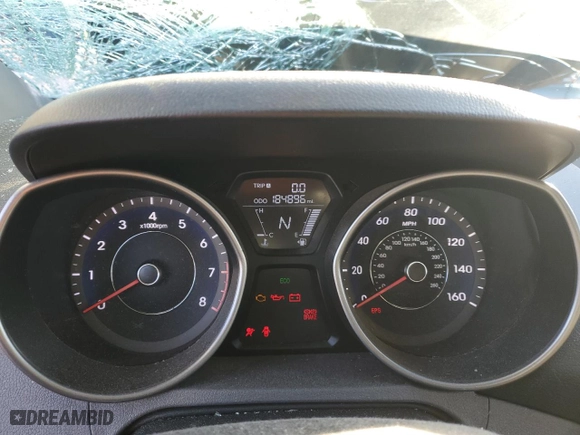 2012 Hyundai Elantra GLS PZEV with VIN 5NPDH4AE0CH096828, listed as a Copart auction lot 51997595 with 184,896 mi miles and Salvage Title. Bid and sale history available at carsss.com. Image 9.