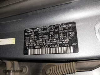 2020 Hyundai Kona SE with VIN KM8K1CAA0LU474165, listed as a IAAI auction lot 41354488 with 106,918 mi miles. Bid and sale history available at carsss.com. Image 9.