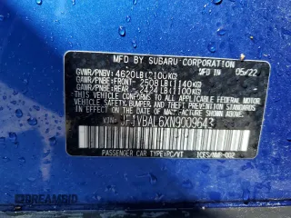 2022 Subaru WRX Limited with VIN JF1VBAL6XN9009643, listed as a Copart auction lot 52540925 with 28,008 mi miles and Salvage Title. Bid and sale history available at carsss.com. Image 13.