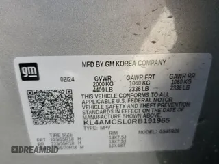2024 Buick Encore GX Preferred с VIN KL4AMCSL0RB191965, выставлен на аукционе Copart как лот 60210125 с пробегом 11 314 миль миль и Списание • Salvage title. История ставок и продаж доступна на DreamBid. Изображение 13.