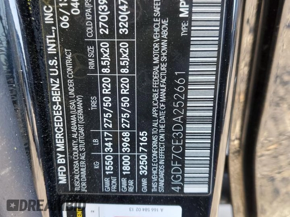 2013 Mercedes-Benz GL 450 z VIN 4JGDF7CE3DA252661, wystawiony jako Copart lot #52380205 z przebiegiem 115 325 mil mil oraz Szkoda całkowita • Salvage title. Historia ofert i sprzedaży dostępna na DreamBid. Obrazek 15.