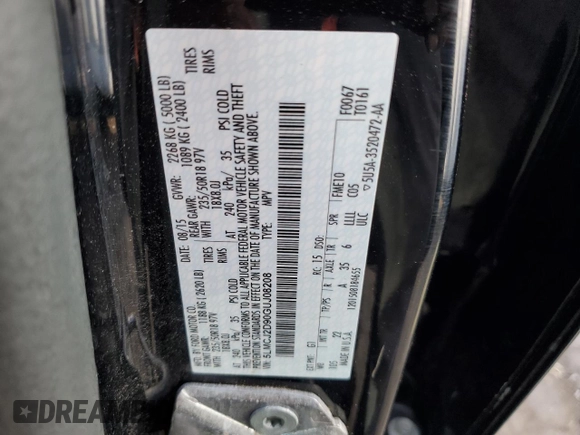 2016 Lincoln MKC Select with VIN 5LMCJ2D90GUJ08208, listed as a Copart auction lot 49328305 with Not provided miles and Salvage title. Bid and sale history available at DreamBid. Image 13.