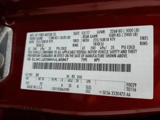 2017 Lincoln MKC Select z VIN 5LMCJ2D96HUL45867, wystawiony jako Copart lot #57597325 z przebiegiem 73 147 mil mil oraz Szkoda całkowita • Salvage title. Historia ofert i sprzedaży dostępna na DreamBid. Obrazek 13.