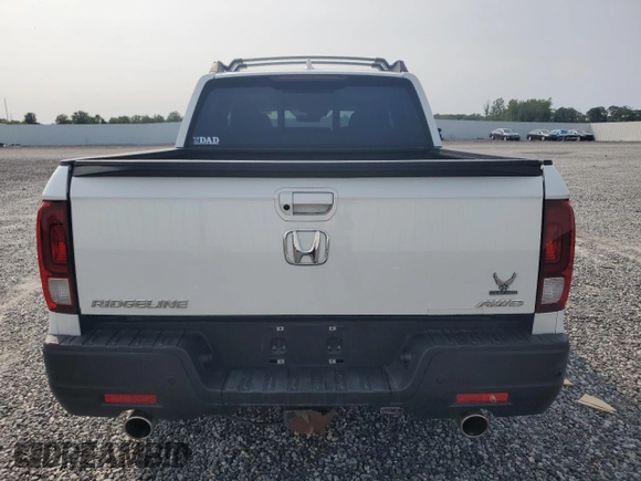 2022 Honda Ridgeline RTL-E with VIN 5FPYK3F70NB006495, listed as a Copart auction lot 57756735 with 43,874 mi miles and Salvage title. Bid and sale history available at DreamBid. Image 6.