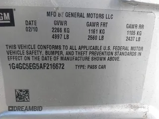 2010 Buick LaCrosse CXL with VIN 1G4GC5EG5AF216672, listed as a IAAI auction lot 41760264 with 98,131 mi miles and . Bid and sale history available at DreamBid. Image 9.