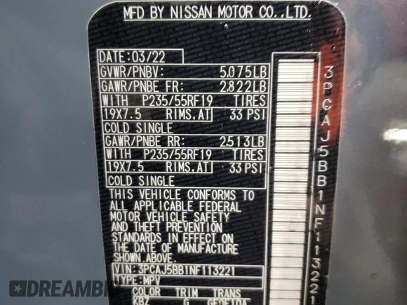 2022 Infiniti QX50 Luxe z VIN 3PCAJ5BB1NF113221, wystawiony jako Copart lot #83482814 z przebiegiem 29 274 mil mil oraz Szkoda całkowita • Salvage title. Historia ofert i sprzedaży dostępna na DreamBid. Obrazek 13.