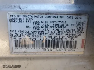 2001 Toyota Highlander with VIN JTEGF21A210019713, listed as a Copart auction lot 46082695 with 222,649 mi miles and Salvage Title. Bid and sale history available at carsss.com. Image 12.
