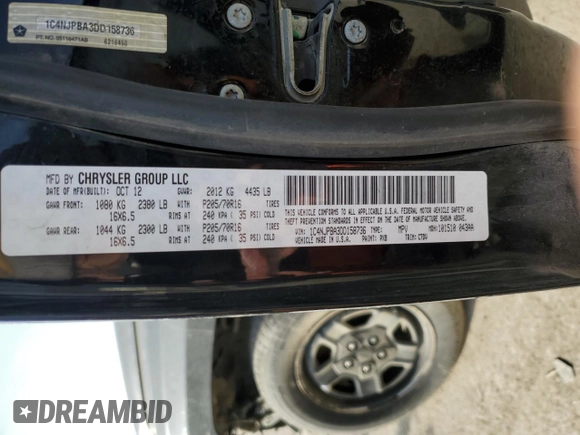 2013 Jeep Patriot Sport with VIN 1C4NJPBA3DD158736, listed as a Copart auction lot 86260224 with 199,492 mi miles and Salvage Title. Bid and sale history available at carsss.com. Image 14.