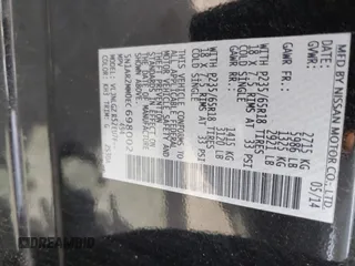 2014 Nissan Pathfinder Platinum with VIN 5N1AR2MM0EC698002, listed as a IAAI auction lot 42074374 with 130,490 mi miles. Bid and sale history available at carsss.com. Image 9.