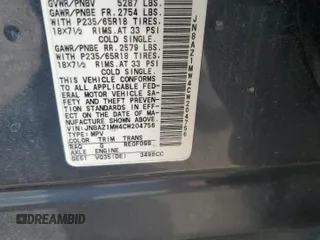 2012 Nissan Murano SV z VIN JN8AZ1MW4CW204756, wystawiony jako Copart lot #58617085 z przebiegiem 198 271 mil mil oraz Czysty tytuł • Clean title. Historia ofert i sprzedaży dostępna na DreamBid. Obrazek 13.
