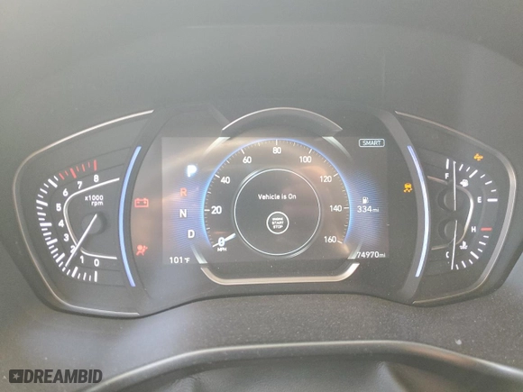 2020 Hyundai Santa Fe SEL with VIN 5NMS33AD1LH222571, listed as a Copart auction lot 49664885 with 74,970 mi miles and Salvage Title. Bid and sale history available at carsss.com. Image 9.