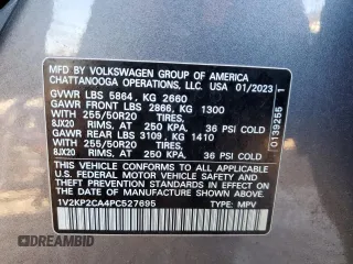 2023 Volkswagen Atlas SE with VIN 1V2KP2CA4PC527695, listed as a Copart auction lot 46023235 with 21,893 mi miles and Salvage title. Bid and sale history available at DreamBid. Image 12.