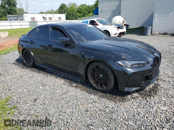 2024 BMW M3 Competition with VIN WBS33AY07RFR51488, listed as a Copart auction lot 61387385 with Not provided miles and Salvage title. Bid and sale history available at DreamBid. Image 4.