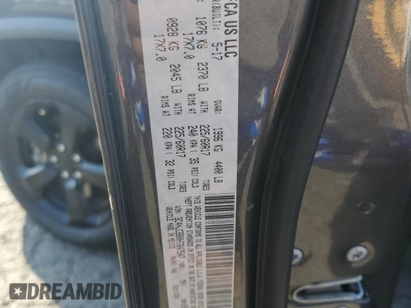 2017 Jeep Compass Latitude with VIN 3C4NJCBB0HT647547, listed as a Copart auction lot 59615635 with 53,827 mi miles and Salvage title. Bid and sale history available at DreamBid. Image 13.