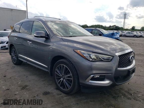 2019 Infiniti QX60 Luxe with VIN 5N1DL0MM3KC507445, listed as a Copart auction lot 55137195 with 205,602 mi miles and Salvage Title. Bid and sale history available at DreamBid. Image 4.