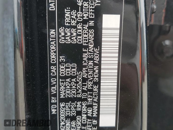 2019 Volvo XC40 Momentum z VIN YV4162XZ1K2009216, wystawiony jako Copart lot #87921575 z przebiegiem 46 527 mil mil oraz Nie do naprawy • Non repairable. Historia ofert i sprzedaży dostępna na DreamBid. Obrazek 15.