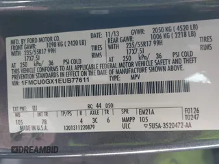 2014 Ford Escape SE with VIN 1FMCU0GX1EUB77611, listed as a IAAI auction lot 41781492 with Not Provided miles. Bid and sale history available at carsss.com. Image 9.