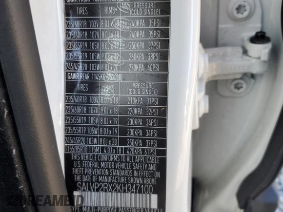 2019 Land Rover Range Rover Evoque SE with VIN SALVP2RX2KH347100, listed as a Copart auction lot 42169485 with 47,875 mi miles and Salvage Title. Bid and sale history available at carsss.com. Image 13.