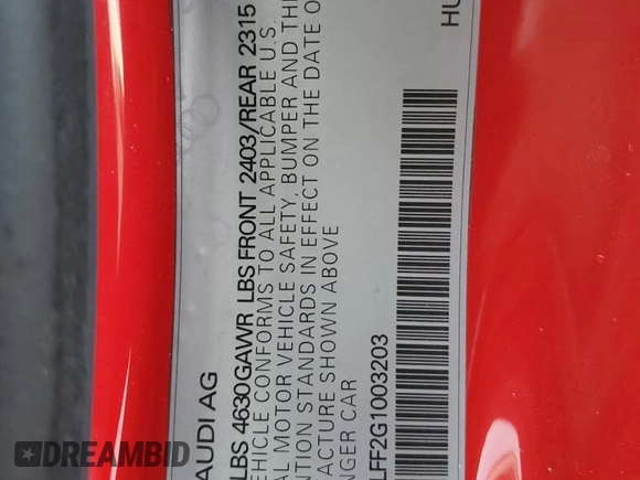 2016 Audi A3 2.0T Premium Plus with VIN WAUY8LFF2G1003203, listed as a Copart auction lot 81468524 with 114,158 mi miles and Salvage Title. Bid and sale history available at carsss.com. Image 14.