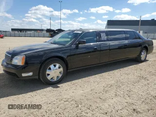 2003 Cadillac DeVille Limousine z VIN 1GEEH90YX3U550481, wystawiony jako Copart lot #57632475 z przebiegiem 66 344 mil mil oraz Czysty tytuł • Clean title. Historia ofert i sprzedaży dostępna na DreamBid. Obrazek 1.