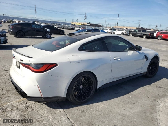 2023 BMW M4 Competition xDrive with VIN WBS43AZ02PCL59627, listed as a Copart auction lot 41871475 with NaN miles and Salvage Title. Bid and sale history available at carsss.com. Image 3.
