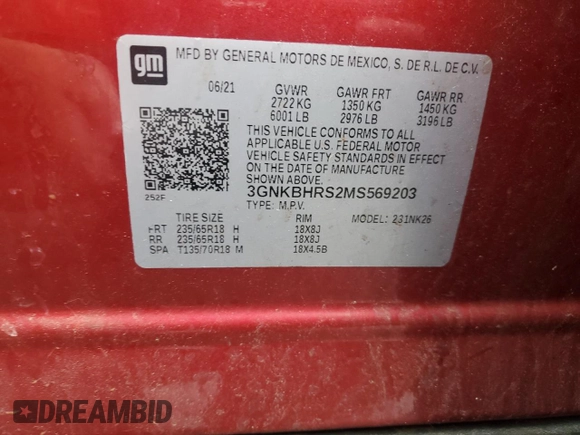2021 Chevrolet Blazer LT с VIN 3GNKBHRS2MS569203, выставлен на аукционе Copart как лот 64436965 с пробегом 141 629 миль миль и Чистый • Clean title. История ставок и продаж доступна на DreamBid. Изображение 13.