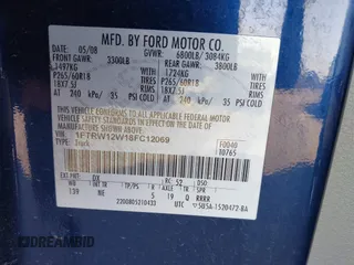 2008 Ford F-150 XL with VIN 1FTRW12W18FC12069, listed as a IAAI auction lot 41537052 with 197,351 mi miles and . Bid and sale history available at DreamBid. Image 9.