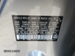 2020 Honda Fit LX with VIN 3HGGK5H48LM727841, listed as a Copart auction lot 58855205 with 181,218 mi miles and Salvage title. Bid and sale history available at DreamBid. Image 13.