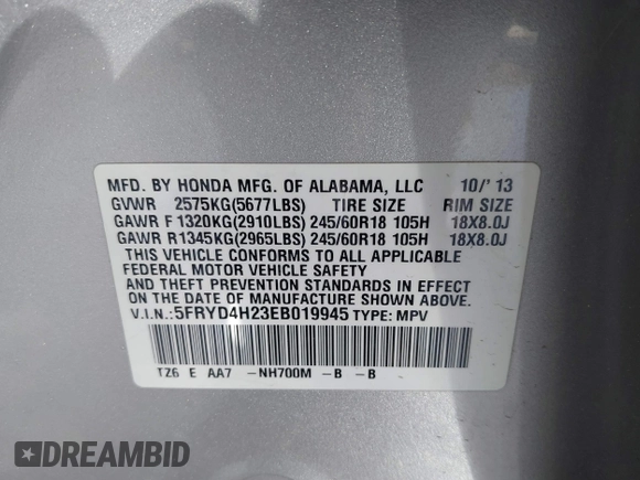 2014 Acura MDX with VIN 5FRYD4H23EB019945, listed as a IAAI auction lot 41775061 with 165,750 mi miles. Bid and sale history available at carsss.com. Image 9.