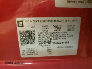 2021 Chevrolet Silverado 1500 LT with VIN 3GCUYDEDXMG144556, listed as a Copart auction lot 49736605 with 34,418 mi miles and Salvage Title. Bid and sale history available at DreamBid. Image 14.