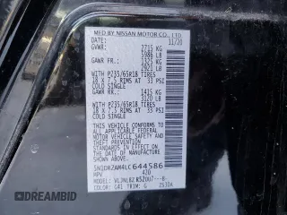 2020 Nissan Pathfinder S with VIN 5N1DR2AM4LC644586, listed as a Copart auction lot 45367715 with 68,699 mi miles and Clean Title. Bid and sale history available at carsss.com. Image 13.