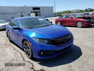2019 Honda Civic Sport with VIN 19XFC2F86KE038109, listed as a Copart auction lot 53722175 with 89,615 mi miles and Salvage Title. Bid and sale history available at DreamBid. Image 10.
