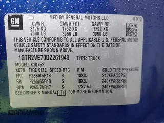 2013 GMC Sierra 1500 SLE with VIN 1GTR2VE70DZ261943, listed as a IAAI auction lot 41767646 with 318,185 mi miles and . Bid and sale history available at DreamBid. Image 9.