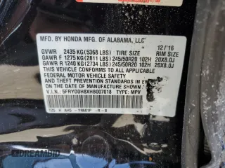 2017 Acura MDX Advance with VIN 5FRYD3H8XHB007018, listed as a Copart auction lot 45376275 with 116,938 mi miles and Salvage title. Bid and sale history available at DreamBid. Image 15.