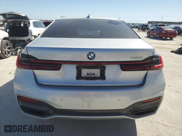 2020 BMW 7 Series 740i with VIN WBA7T2C01LGF96888, listed as a Copart auction lot 48492095 with 55,287 mi miles and Salvage Title. Bid and sale history available at carsss.com. Image 6.