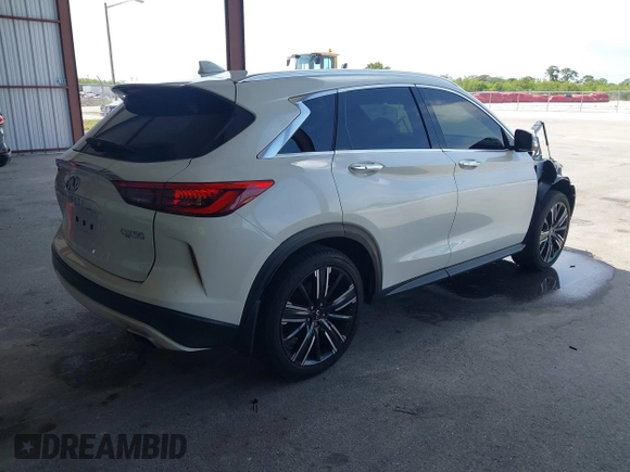 2021 Infiniti QX50 Luxe with VIN 3PCAJ5BA2MF112939, listed as a IAAI auction lot 42191494 with 25,076 mi miles and . Bid and sale history available at DreamBid. Image 4.