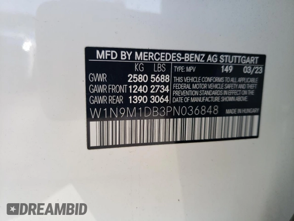 2023 Mercedes-Benz EQB 350 z VIN W1N9M1DB3PN036848, wystawiony jako Copart lot #45755455 z przebiegiem 17 502 mil mil oraz Szkody całkowita. Historia ofert i sprzedaży dostępna na DreamBid. Obrazek 14.