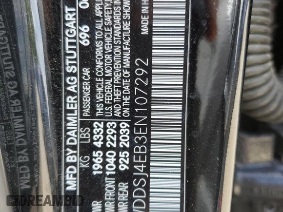 2014 Mercedes-Benz CLA 250 with VIN WDDSJ4EB3EN107292, listed as a Copart auction lot 55824935 with 141,865 mi miles and Salvage title. Bid and sale history available at DreamBid. Image 12.