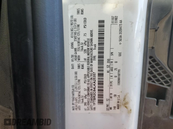 2020 Ford Transit Cargo with VIN 1FTBR2C84LKA25357, listed as a Copart auction lot 45907805 with Not Provided miles and Salvage Title. Bid and sale history available at carsss.com. Image 12.